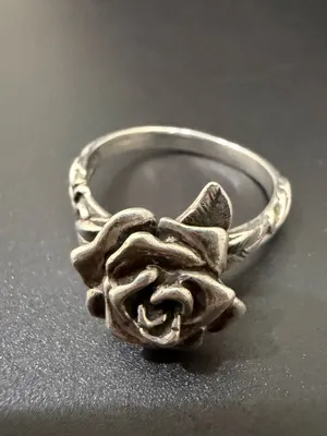 Vintage Signed MARAVA Oxidized Sterling Silver Full Bloom 3D Rose Ring Size 9 thumbnail 2