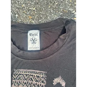 Y2K Vocal Womens XL Black Rhinestone Cross Eagle Fringe Hem T-Shirt Western Boho thumbnail 3