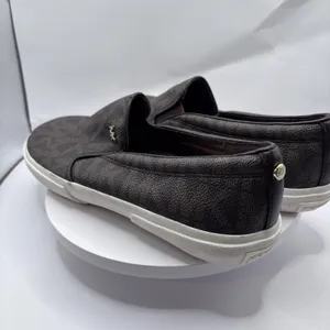 Michael Kors MK Logo Slip On Sneakers Brown PVC Size 8M Women's Luxury Casual thumbnail 5