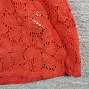 Anthropologie Leifnotes Dogflora Dress Womens L Orange Floral Lace Lined thumbnail 6