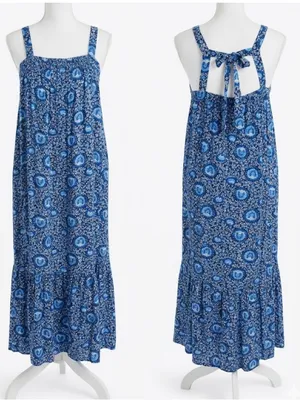 Old Navy Blue Floral Tie-Back Maxi Dress thumbnail 2