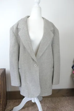 Vintage L.L. Bean Tweed Womens Wool Heavyweight Wool Tan Blazer Jacket Size 18P thumbnail 1