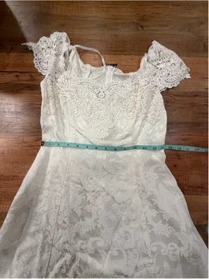 Vintage Scott McClintock Millennium 2000 Lace Maxi Dress 4 White Bridal Prom Y2K thumbnail 7