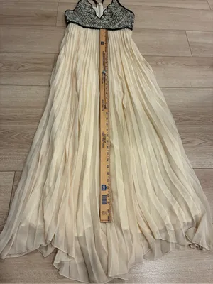 Free People Belle of the Ball Maxi Dress Leather Chiffon Halter Size 6 *READ thumbnail 5