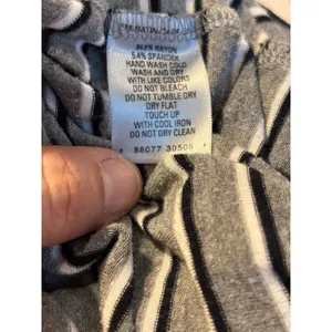 GNW Grey Black Striped Maxi Skirt XL Stretchy Knit Fold Over Waist Long Skirt thumbnail 5