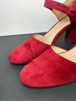 Eileen Fisher Mary Jane Block Heel Pumps in Burgundy red Suede 3 inch heel Size 8 thumbnail 11