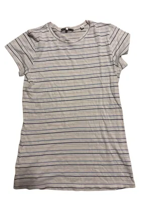 Vince White Tee with Navy Thin Stripes thumbnail 1
