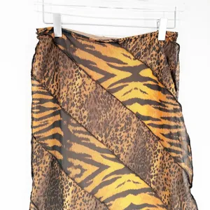 Urban Outfitters Mesh Animal Print Patchwork Midi Skirt Women's Size‎ S Tan Y2K thumbnail 4