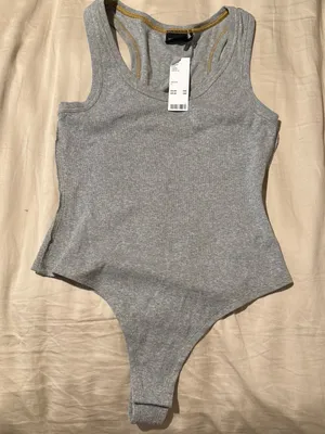 Urban Outfitters Gray Ribbed Tank Bodysuit thumbnail 1