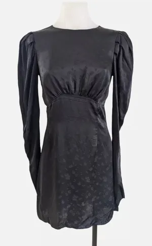 The Andamane Hope Open‎ Back Long Sleeve Mini Cocktail Dress in Black thumbnail 1