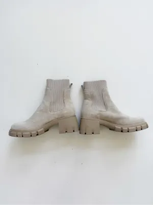 NWOT Steve Madden Hayle Leather Chunky Chelsea Boots Size 7.5 - Sand thumbnail 3