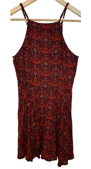 Abercrombie & Fitch Blue Orange Red Yellow Floral Paisley Mini Dress Womens Sz M thumbnail 1