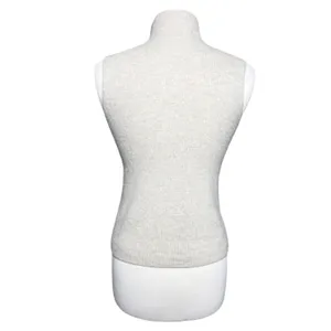 Women’s Cashmere Cream Mock Neck Sleeveless Sweater Knit Shell thumbnail 5