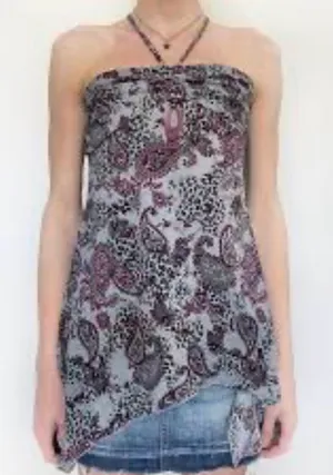 Y2K Halter Paisley Top Assymetrical‎ Hem Size Large thumbnail 1