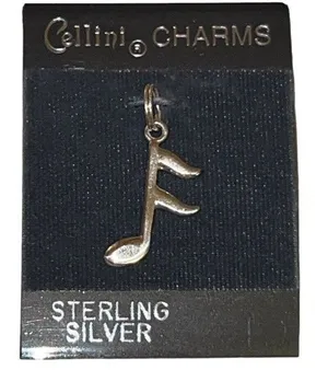 NWT Vintage Sterling Silver Old Stock Cellini Music Note Charm Pendant thumbnail 1