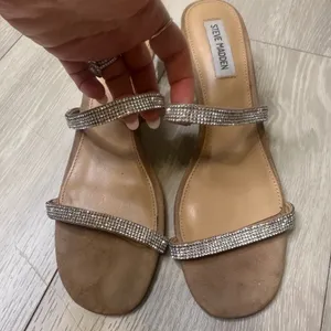 Steve Madden Issy-R rhinestone sandals clear vinyl mules block heels 8 y2k inspo thumbnail 2