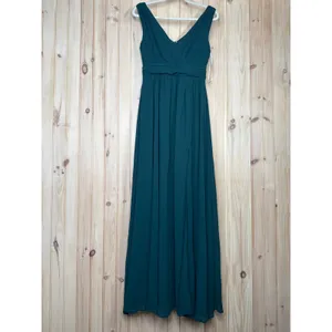 NWT Lulus Thoughts of Hue Emerald Green Surplice Maxi Dress Bridesmaid Size S thumbnail 6