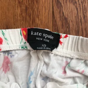 Kate Spade Floral Pajama Pant Set White Red, Blue & Green Accents Women’s Size S thumbnail 10