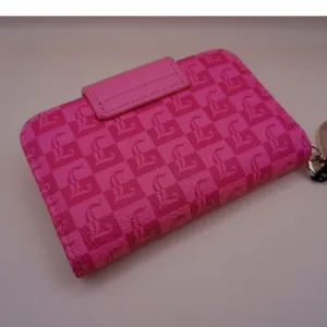 Juicy Couture Pink Lemonade Monogram Tab‎ Card Wallet Y2K Heart Clip Keyring NEW thumbnail 4