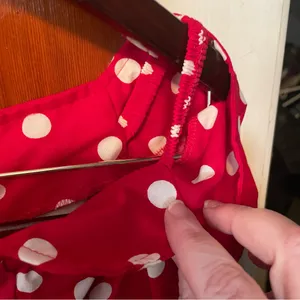 Vintage 80s/90s Red & White polka dot off the shoulder A line dress Byer Too! 5 thumbnail 4