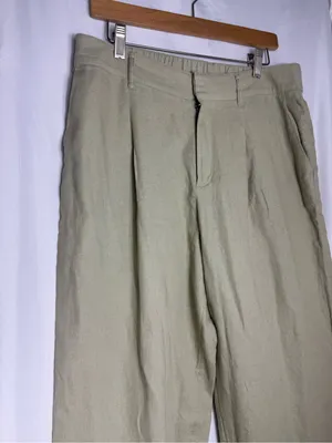 One a day Olive Green trousers linen Pants wide leg casual business 10 short thumbnail 4