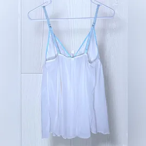 GILLIGAN & O'MALLEY Vintage Soft Girl White Mesh Babydoll Chemise Top thumbnail 3
