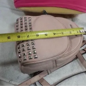 Michael Kors Abbey Studded Pink Pebble Leather Mini Backpack thumbnail 3