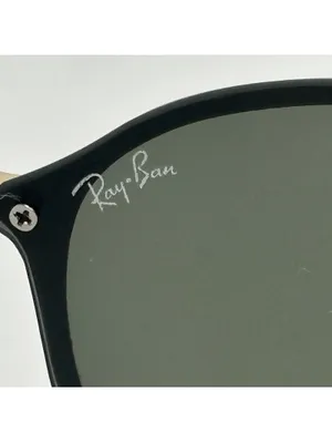 Ray-Ban RB3574 Black and Gold Round Sunglasses with Green Lenses thumbnail 6