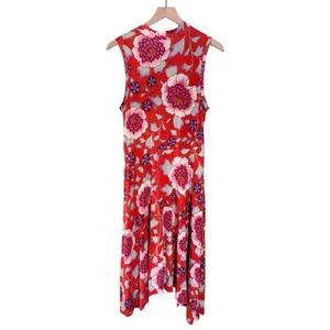 Maeve Anthropologie Clearly Floral Sleeveless Asymmetrical Dress Red Medium thumbnail 4