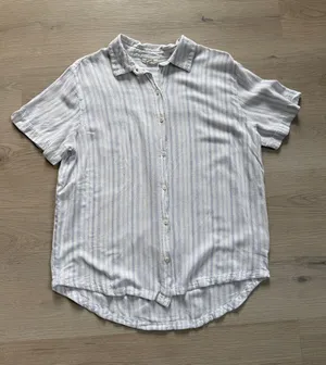 a.n.a White Button-Down Shirt with Light Blue Stripes thumbnail 1