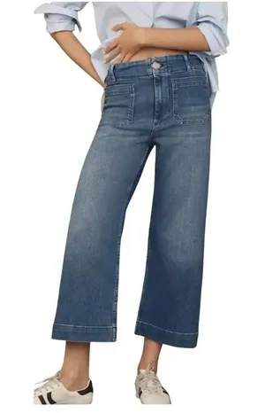 Maeve Anthropologie Colette High-Rise Cropped Wide-Leg Jeans Size 31 thumbnail 1
