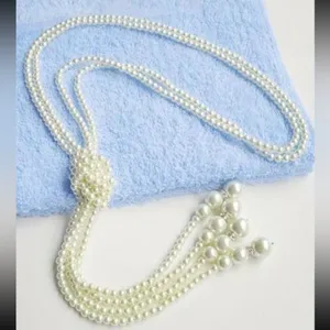 Creative Korean Style Faux Pearl‎ Multilayer Knot Sweater Chain Long Necklace thumbnail 3