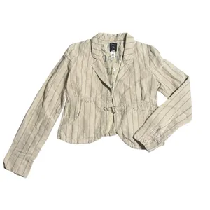 Vintage Women's Diesel‎ Flight Bright Cream Stripe Short Blazer Jacket Sz Small thumbnail 7