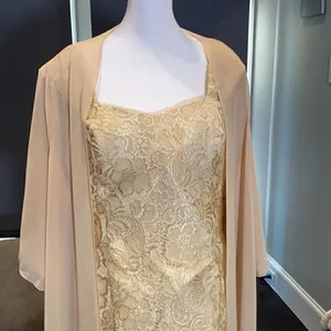 Women’s Mother of the Bride Dress Corset Back & Chiffon Jacket Size XL thumbnail 2