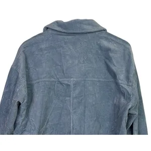 Zara Oversized Long Sleeve Corduroy Shacket Raw Hem Button Down Jacket M Blue thumbnail 6
