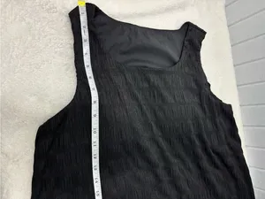 HALARA‎ Sleeveless tank Black Textured Ruffle-Hem Midi Dress Size XL NEW thumbnail 9