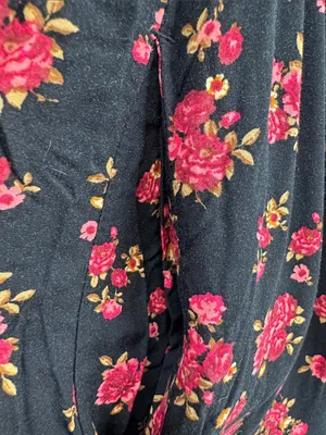 Old Navy Black Long-Sleeve Floral Square-Neck Dress smocked L dark romance thumbnail 6