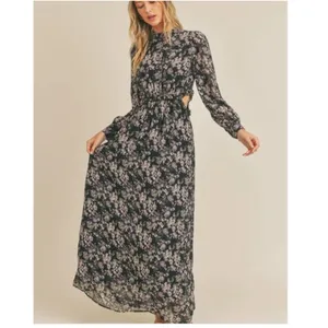 NWT Lush Long Sleeve Floral Maxi with Side Cut Out thumbnail 7