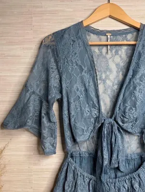 Free People Lace Blue Mini Dress thumbnail 5