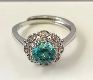 925 Silver Plated Adjustable Crystal Ring for Women thumbnail 4