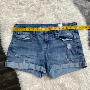 Old Navy Medium Wash Distressed Boyfriend Denim Jean Shorts Casual Normcore thumbnail 3