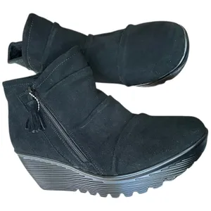 Skechers Parallel Triple Thread Black Suede Leather Ankle Boots Zipper US 10 thumbnail 4