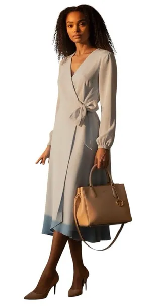 J.Crew Women’s 00 Light Blue Wrap Dress Long Sleeve Tie Waist Cocktail Mini XXS thumbnail 1