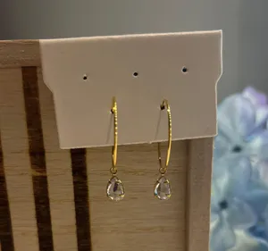 Drop Gem Gold Hoop Earring thumbnail 1