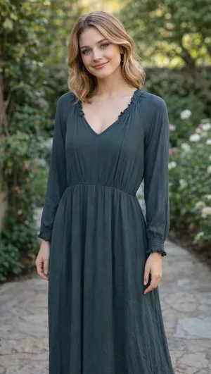 Chic Soul Maxi Prairie Long Sleeve Dress thumbnail 1