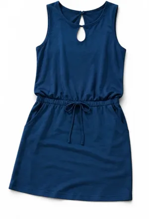 Sleeveless blue Drawstring‎ Waist Maxi Dress thumbnail 1