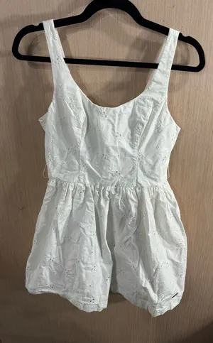 Abercrombie & Fitch White Eyelet Mini Fit and Flare Sundress Size 2 thumbnail 1