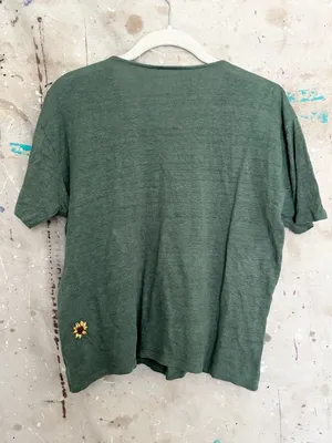 Sézane Joshua Linen T-Shirt in Jade thumbnail 6