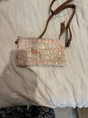 WAG Wild Goose Hair-On-Hide Leather Crossbody Wristlet with Rose Gold Foil thumbnail 3
