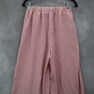 Pink‎ Belted Wide Leg Boho Pull On Straight Leg Elastic Trousers Pant M Medium Pink thumbnail 3